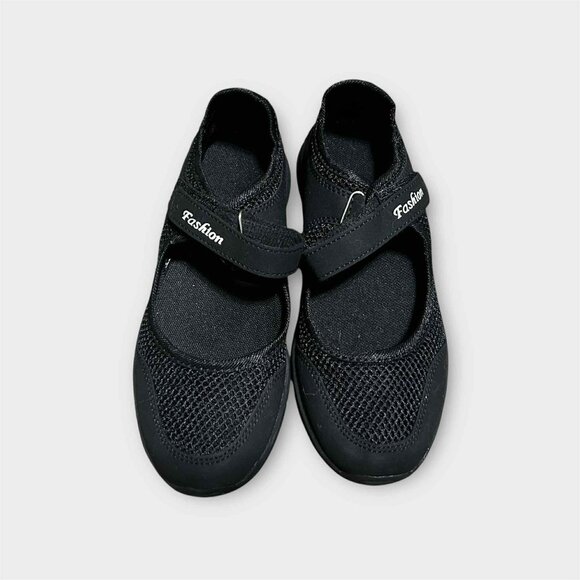 Black Lightweight Sporty Mary Jane Sneakers | Size 36 (Fits 35) | Velcro Strap - Picture 1 of 5